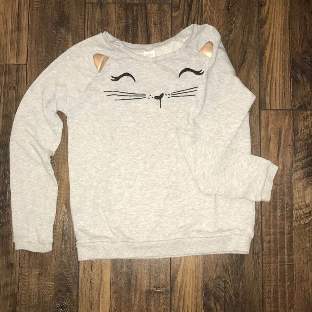 Gymboree embroidered cat face sweatshirt